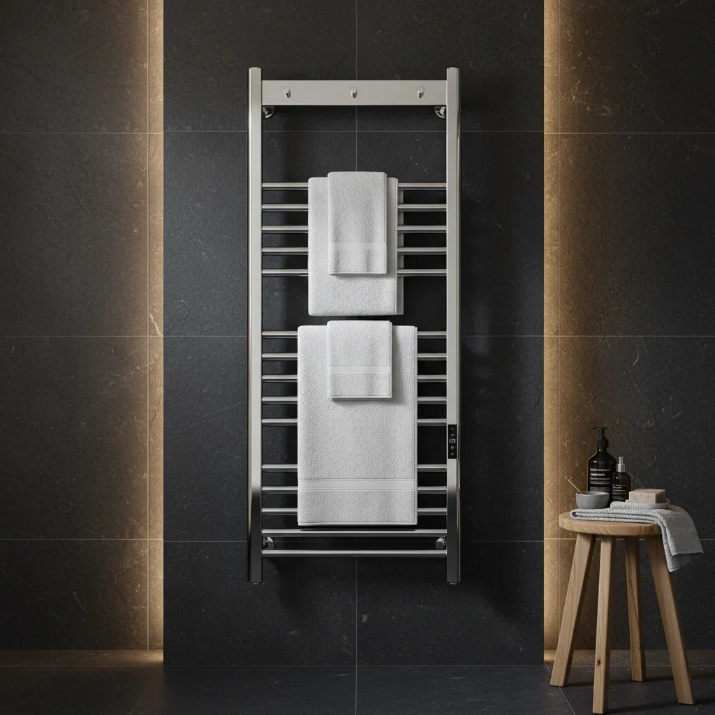 Kartell Toro Smart Dry Electric Heated Towel Rail 1200 x 500mm - Chrome (view 2)