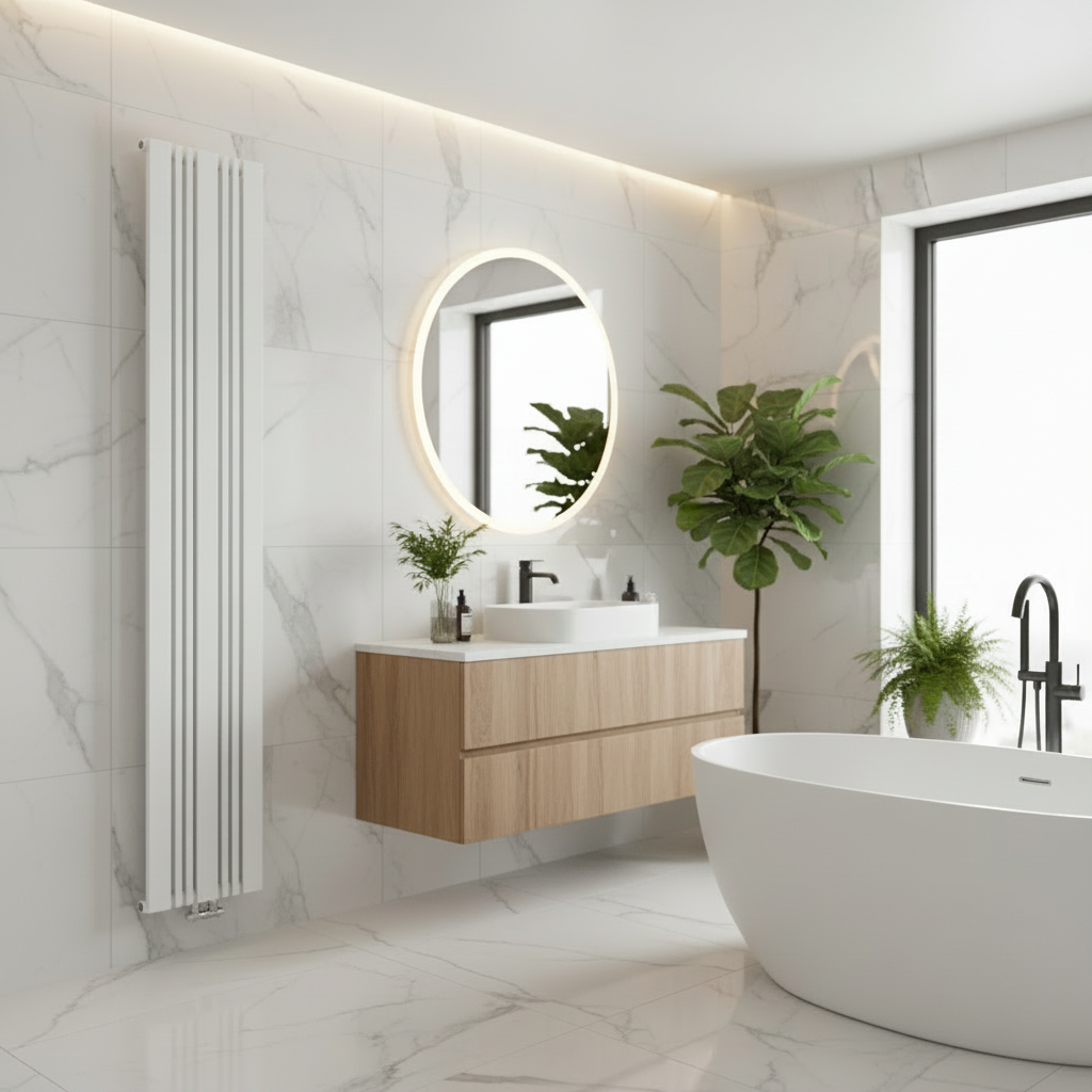 Reina Bonera Steel White Vertical Designer Radiator, Central Heating