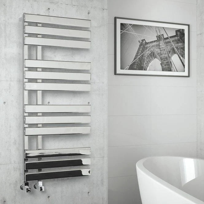 K-Vit Oregon Chrome 1180mm x 500mm Modern Style Designer Heated Towel Rail