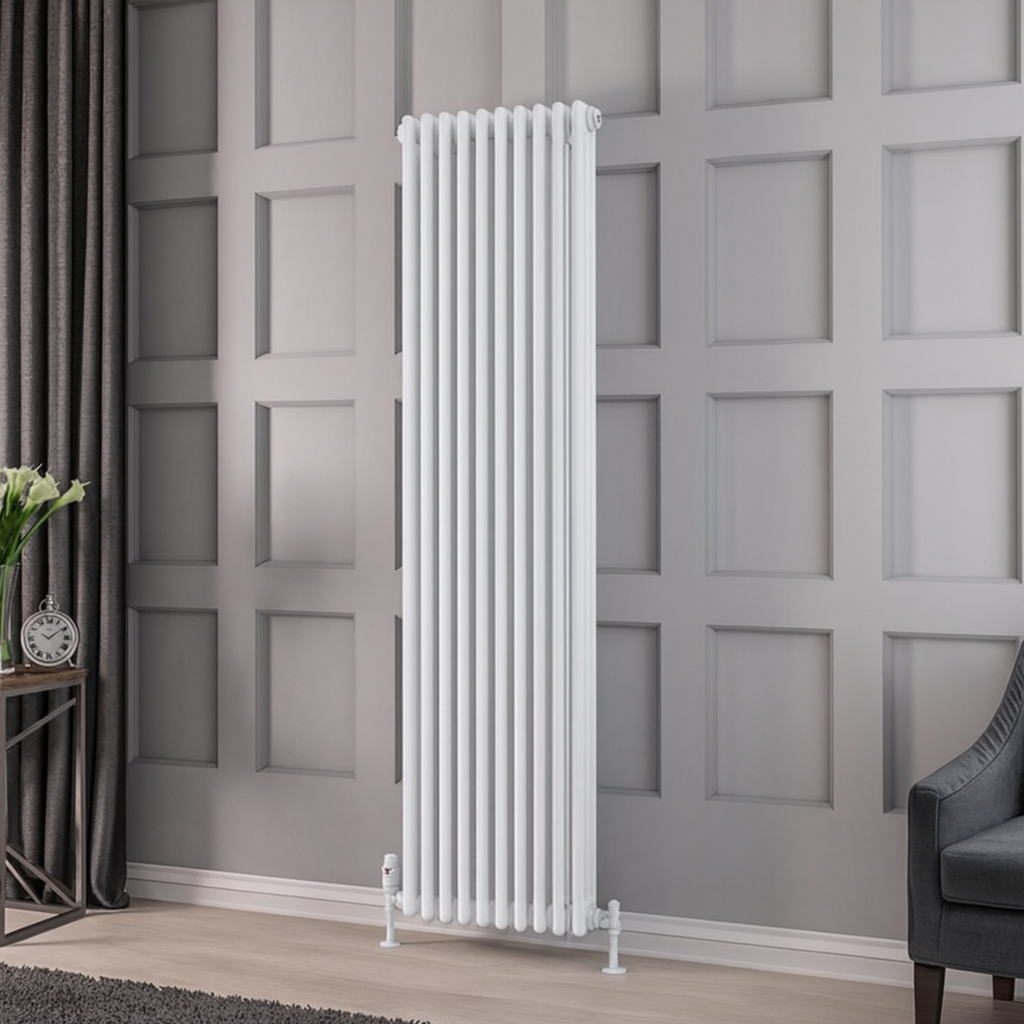 Eastbrook Rivassa Gloss White Vertical Traditional Column Radiators - Central Heating