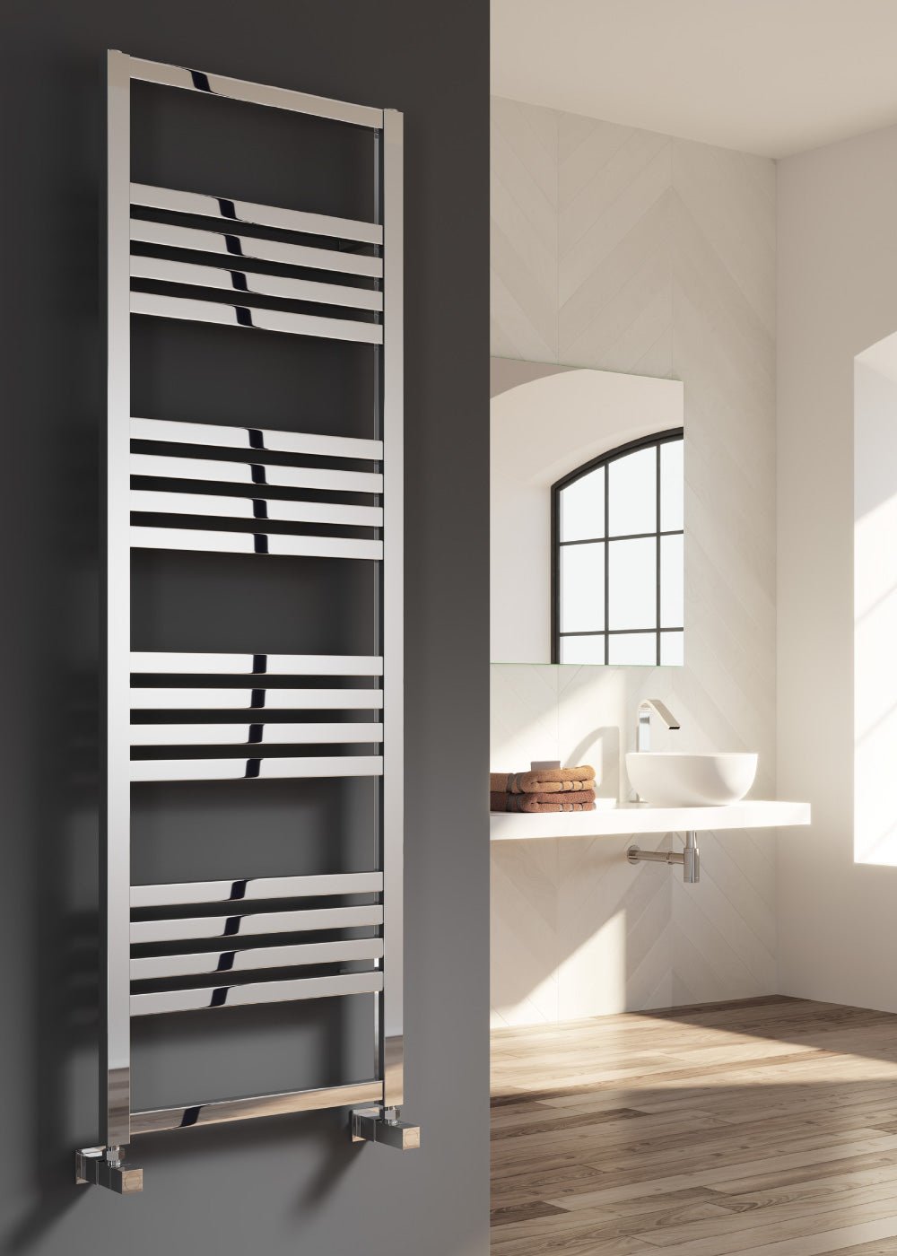 Reina Bolca Polished Aluminium Heated Towel Rail Radiator