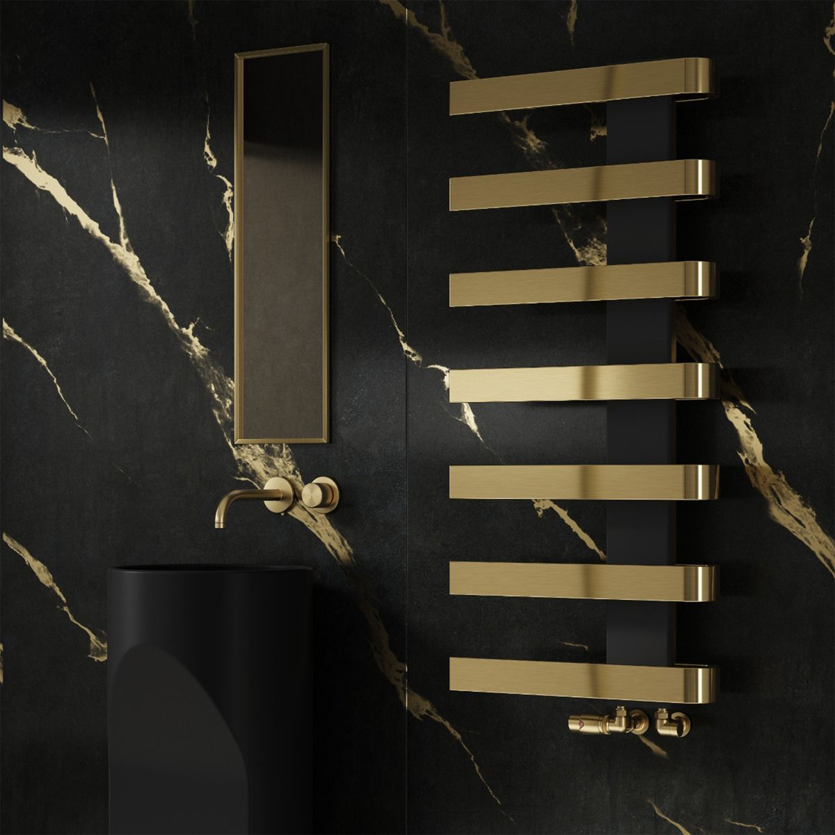 Reina Panaro Mild Steel Towel Rail, Brushed Brass