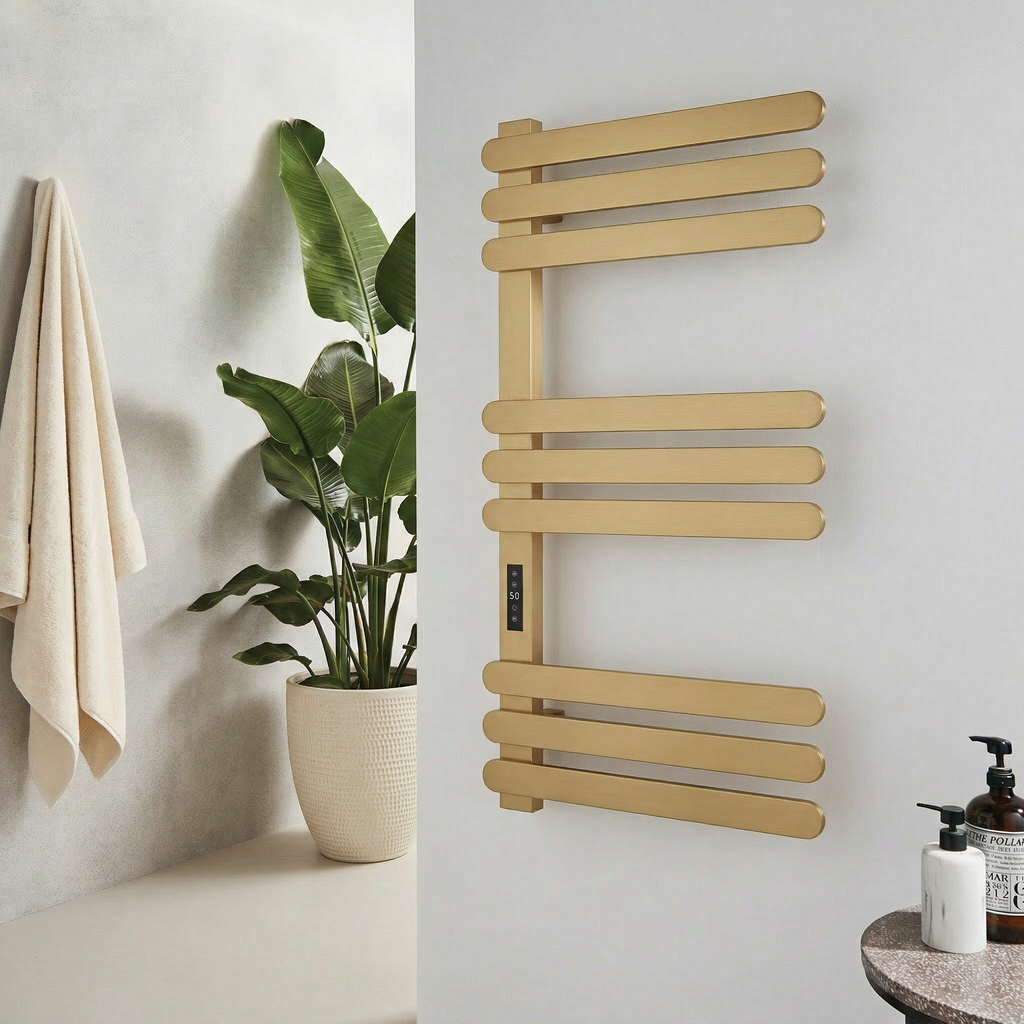Kartell Selecta Smart Dry Electric Towel Rail 1100 x 500mm - Brushed Brass (view 2)